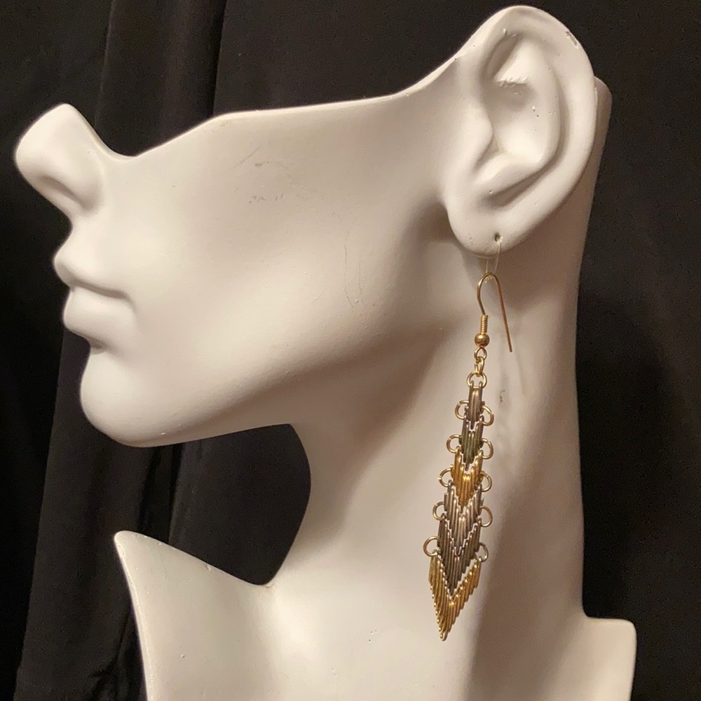 Gold Tone Long Earring Set